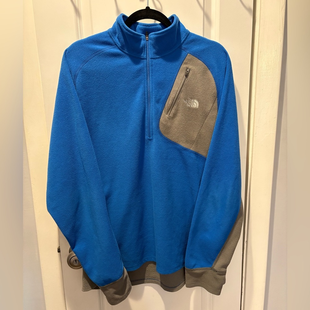 The North Face Gray and Blue Fleece Quarter Zip Pullover Men’s XL